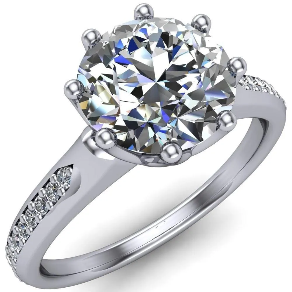 Coffey Round Center Stone 8 Prong Diamond Channel Engagement Ring