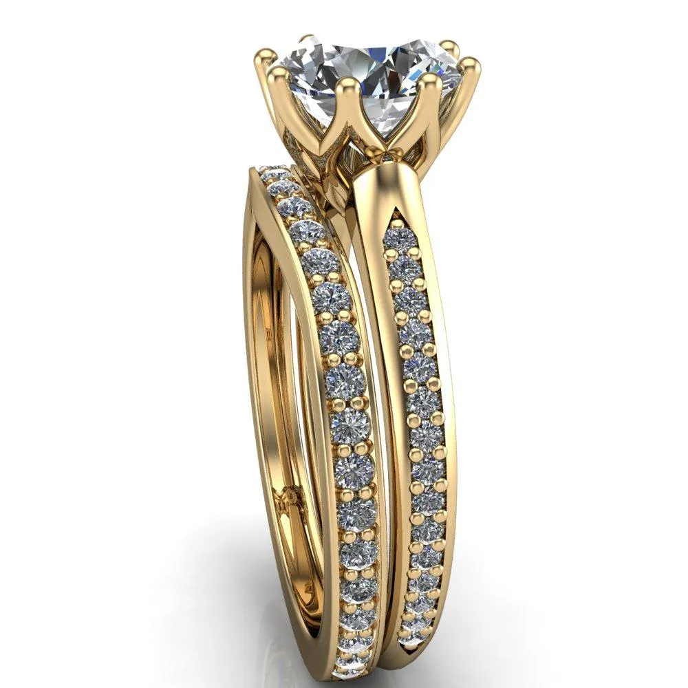 Coffey Round Center Stone 8 Prong Diamond Channel Engagement Ring