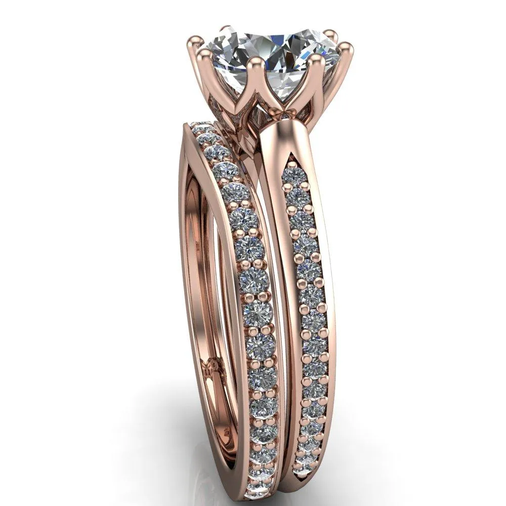 Coffey Round Center Stone 8 Prong Diamond Channel Engagement Ring
