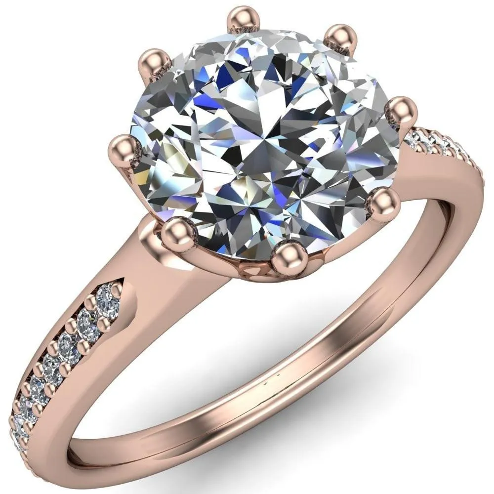 Coffey Round Center Stone 8 Prong Diamond Channel Engagement Ring