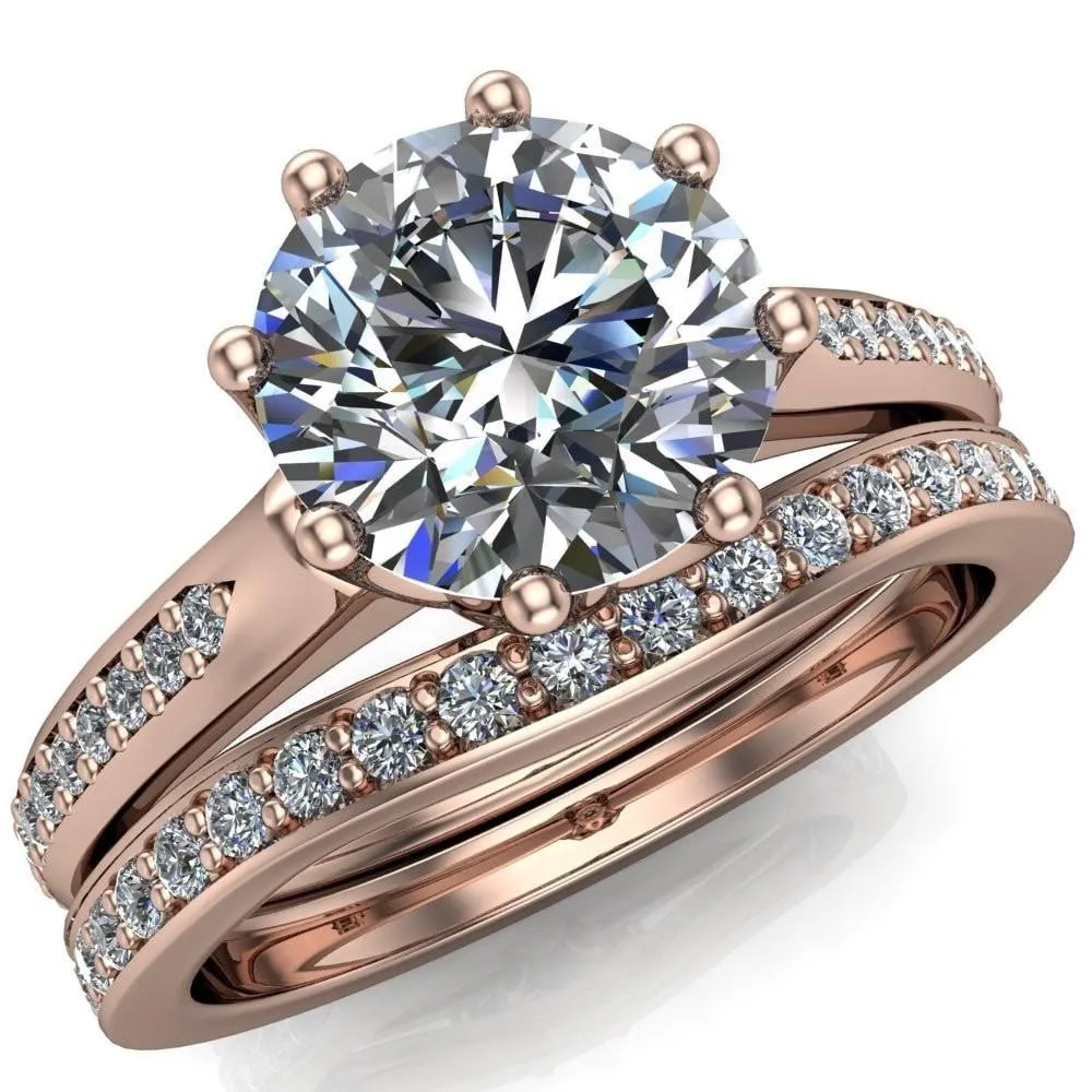 Coffey Round Center Stone 8 Prong Diamond Channel Engagement Ring