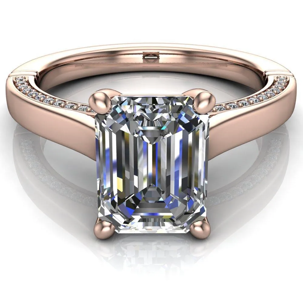 Colette Emerald Center Stone 4 Prong Half Eternity Cathedral Ring