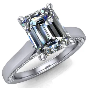 Colette Emerald Center Stone 4 Prong Half Eternity Cathedral Ring