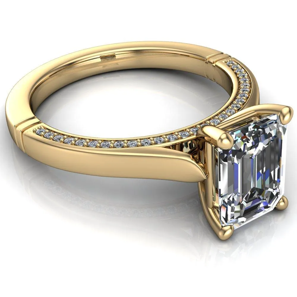 Colette Emerald Center Stone 4 Prong Half Eternity Cathedral Ring