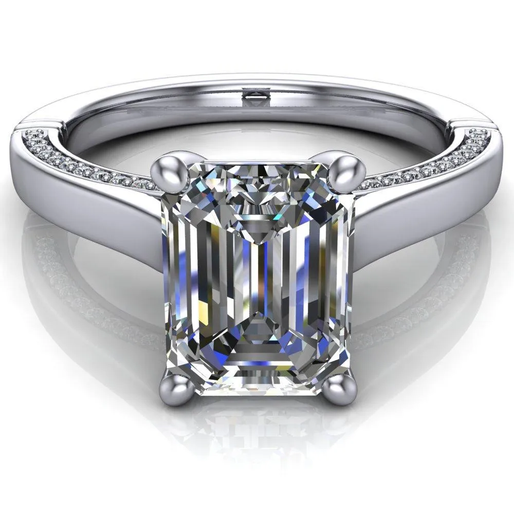 Colette Emerald Center Stone 4 Prong Half Eternity Cathedral Ring