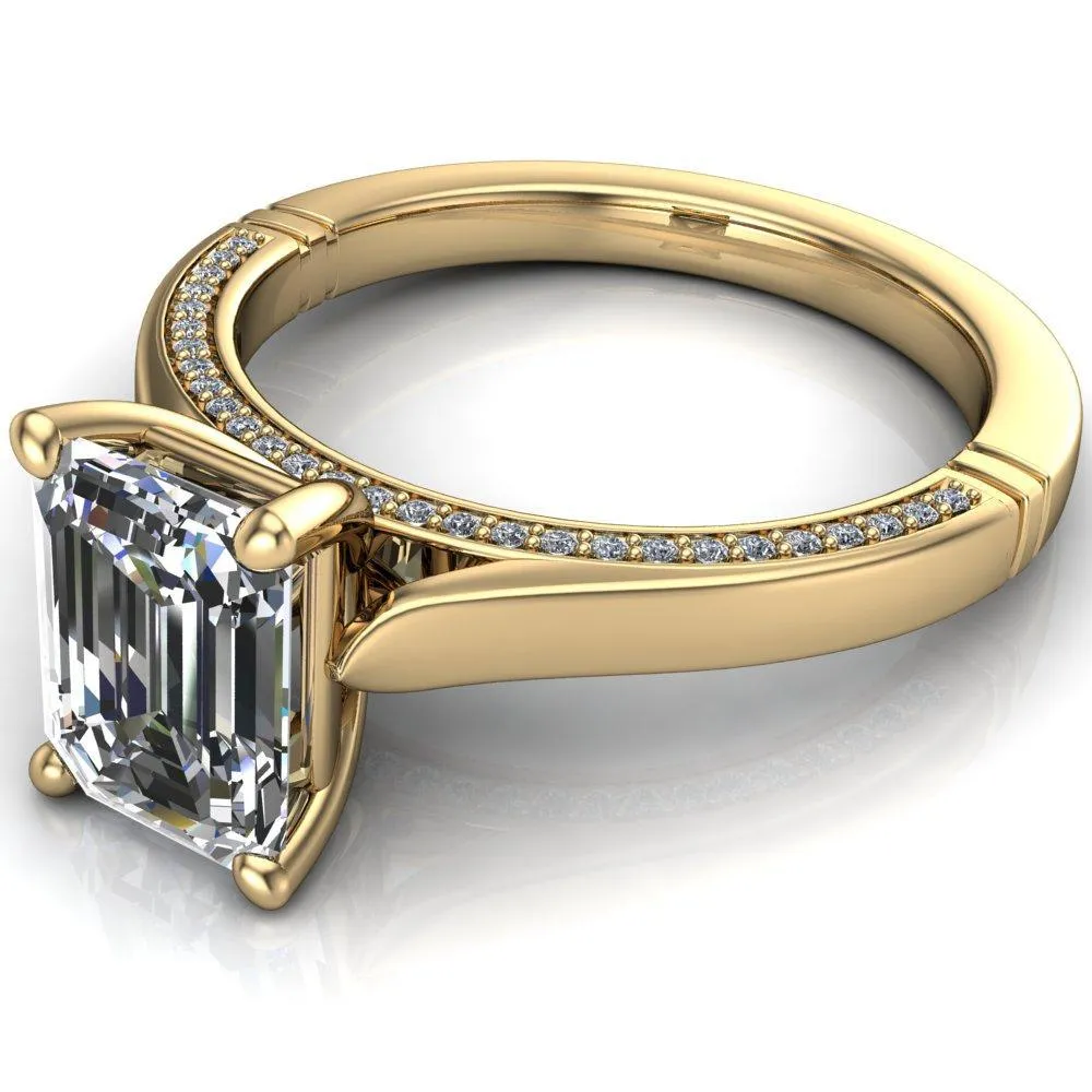 Colette Emerald Center Stone 4 Prong Half Eternity Cathedral Ring