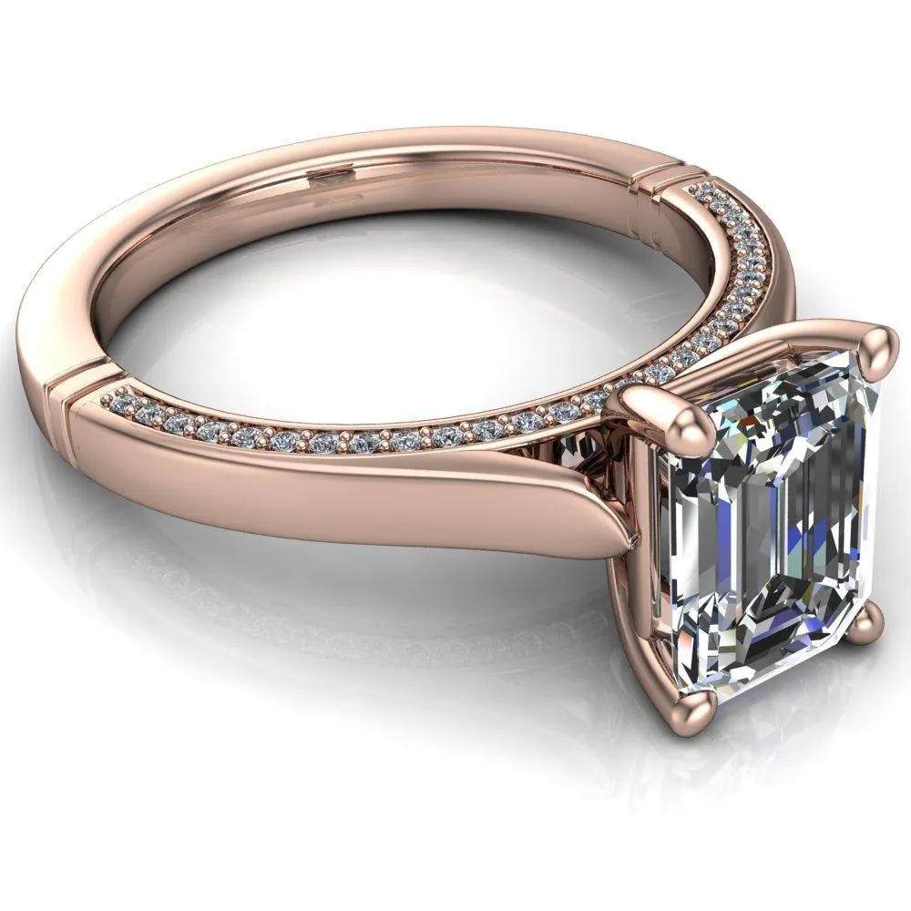 Colette Emerald Center Stone 4 Prong Half Eternity Cathedral Ring