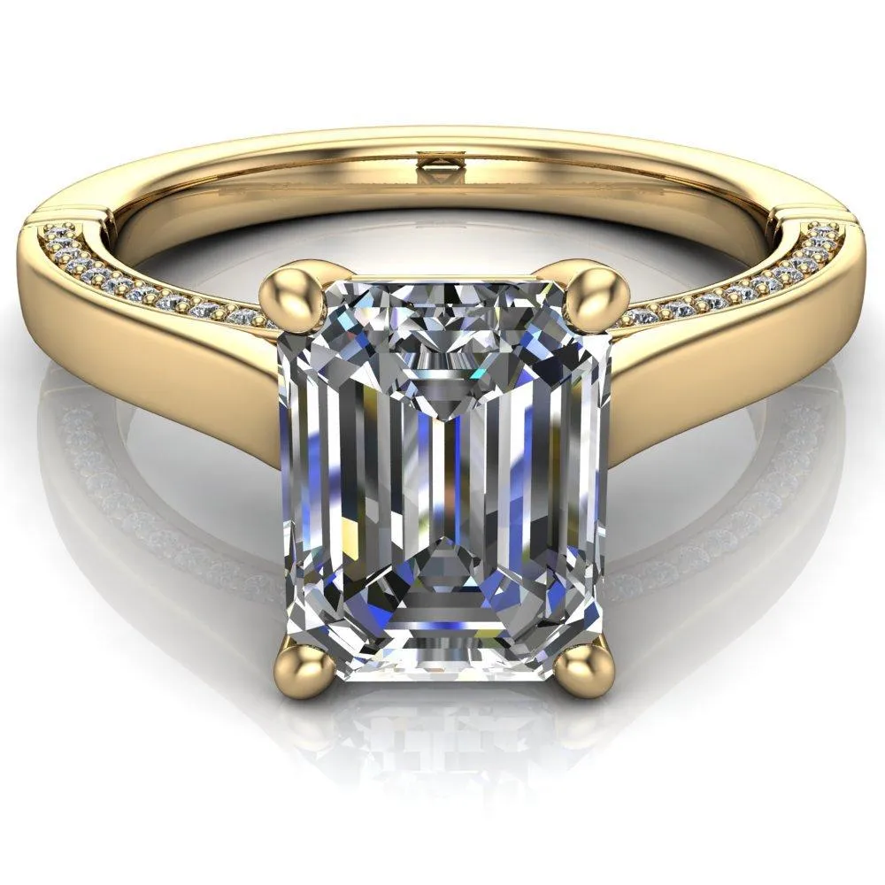 Colette Emerald Center Stone 4 Prong Half Eternity Cathedral Ring