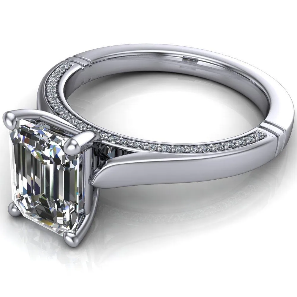 Colette Emerald Center Stone 4 Prong Half Eternity Cathedral Ring