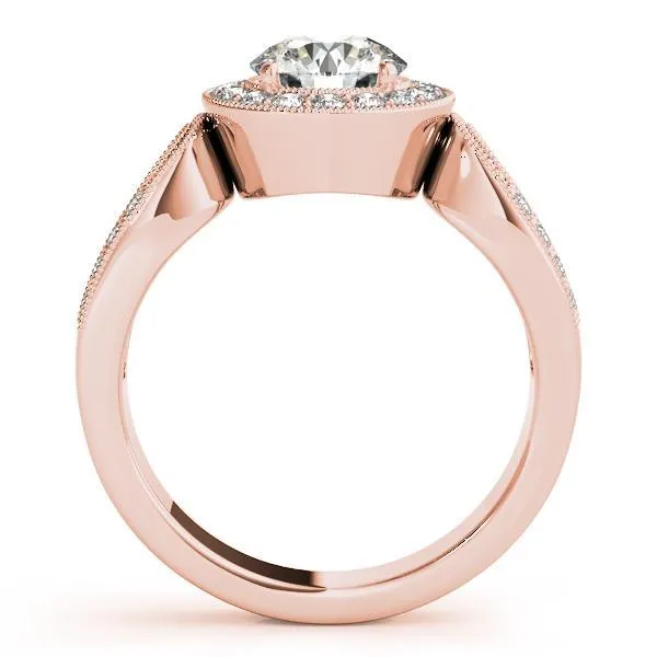 Colleen Round Center Stone Milgrain Split Shank Halo Engagement Ring