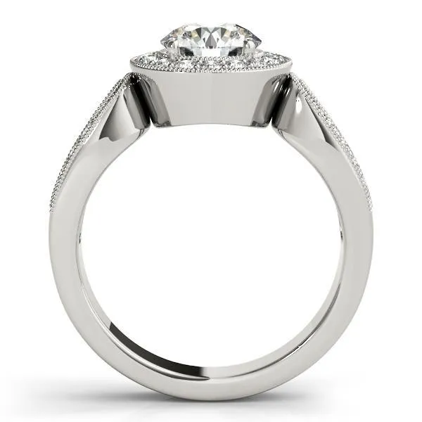 Colleen Round Center Stone Milgrain Split Shank Halo Engagement Ring