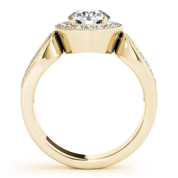 Colleen Round Center Stone Milgrain Split Shank Halo Engagement Ring