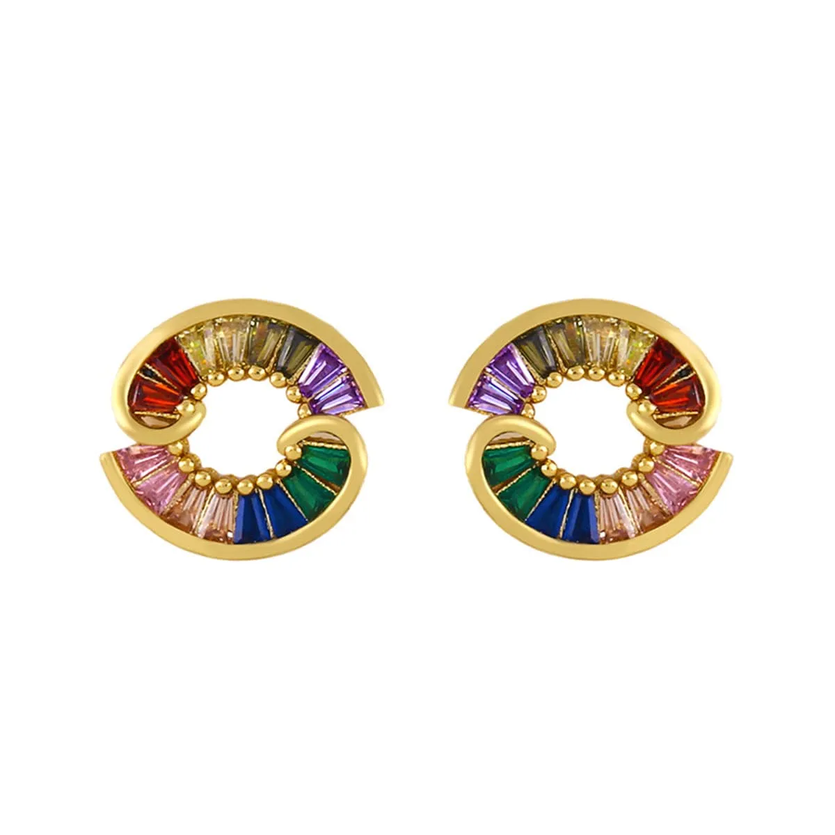 Colored Crystal & 18K Gold-Plated Stud Earrings