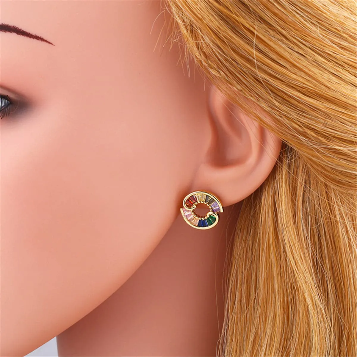 Colored Crystal & 18K Gold-Plated Stud Earrings