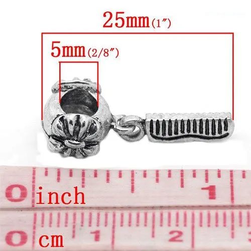 Comb with Flower Pattern European Bead Compatible for Most European Snake Chain Bracelet