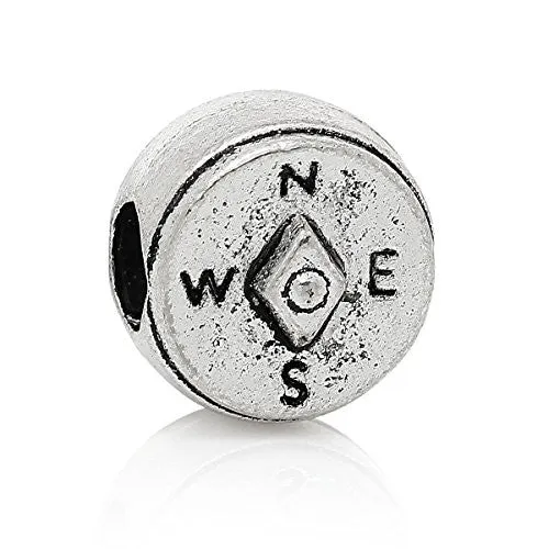 Compass European Charm Spacer Bead for European Snake Chain Charm Bracelet