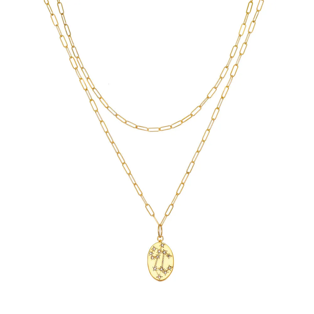 Constellation Layered Necklace Gold-All Signs