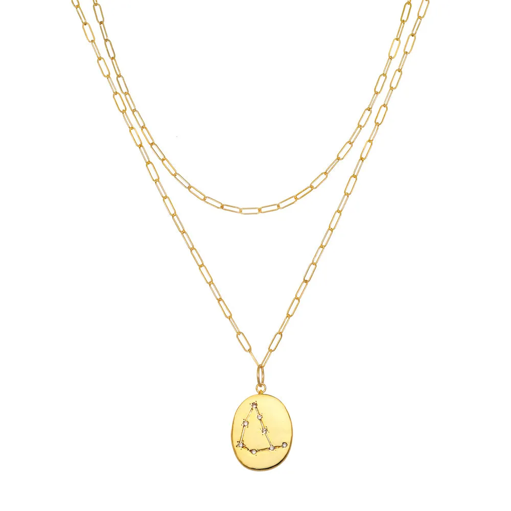 Constellation Layered Necklace Gold-All Signs