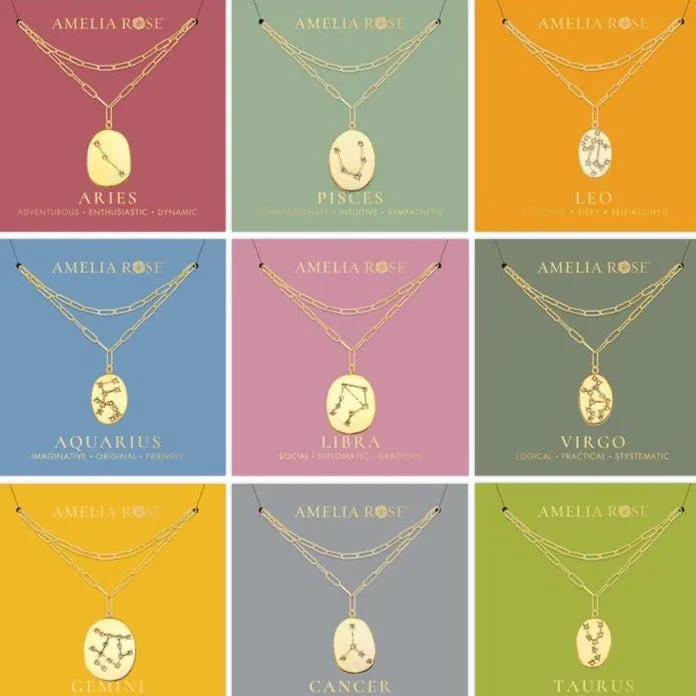 Constellation Layered Necklace Gold-All Signs