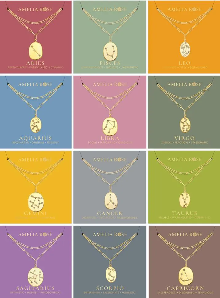 Constellation Layered Necklace Gold-All Signs