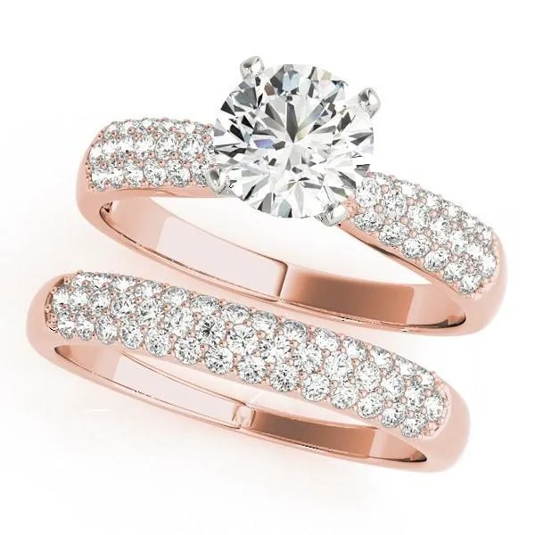 Corin Round Center Stone Triple Diamond Tapered Two-Tone Engagement Ring
