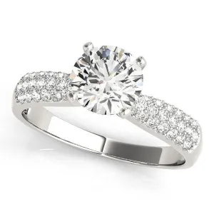 Corin Round Center Stone Triple Diamond Tapered Two-Tone Engagement Ring