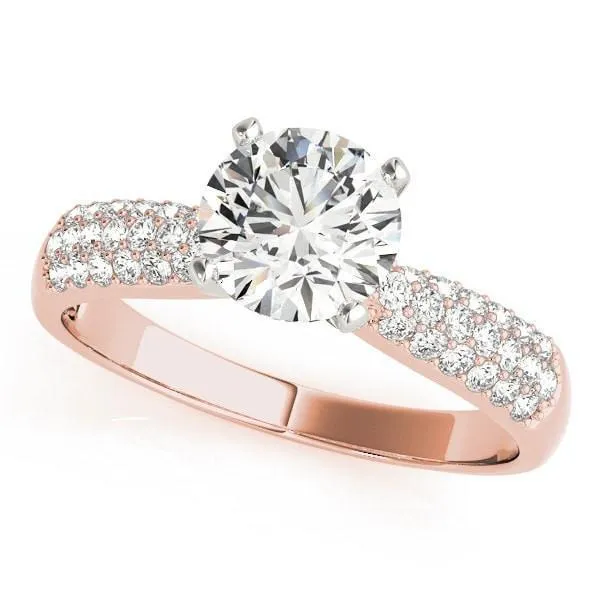 Corin Round Center Stone Triple Diamond Tapered Two-Tone Engagement Ring