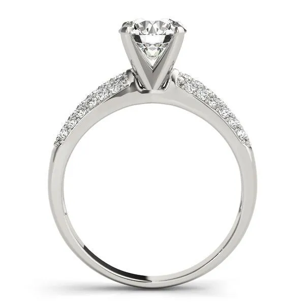 Corin Round Center Stone Triple Diamond Tapered Two-Tone Engagement Ring