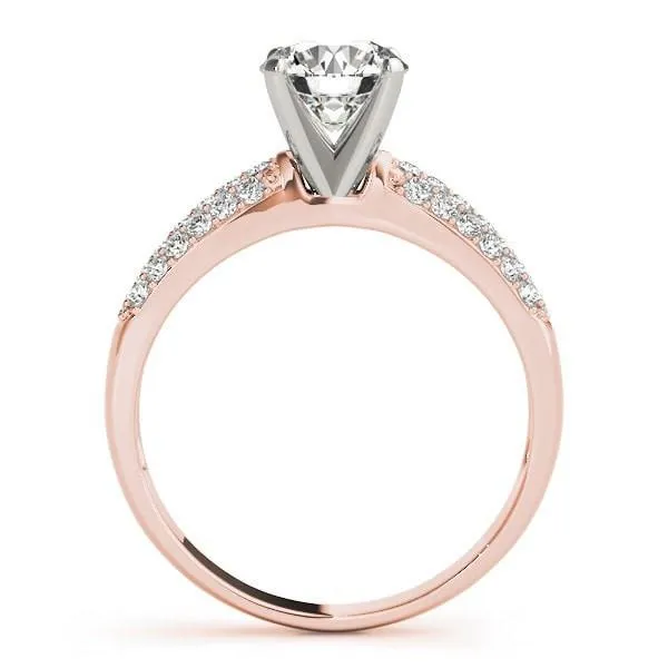 Corin Round Center Stone Triple Diamond Tapered Two-Tone Engagement Ring