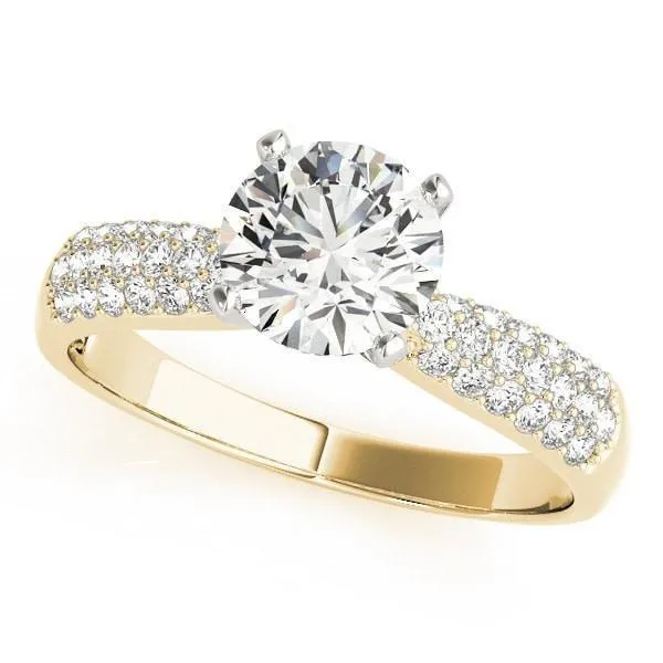 Corin Round Center Stone Triple Diamond Tapered Two-Tone Engagement Ring