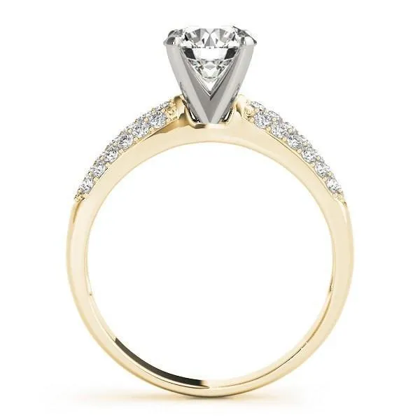 Corin Round Center Stone Triple Diamond Tapered Two-Tone Engagement Ring