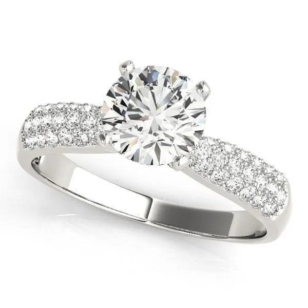 Corin Round Center Stone Triple Diamond Tapered Two-Tone Engagement Ring