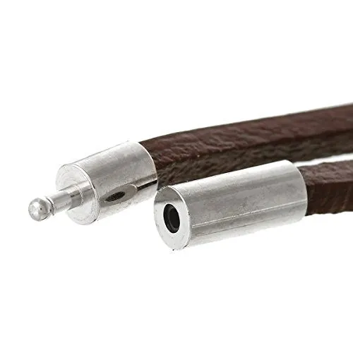 Cowhide Leather Bracelet Coffee Cord End Clasp 79cm(31 1/8") long