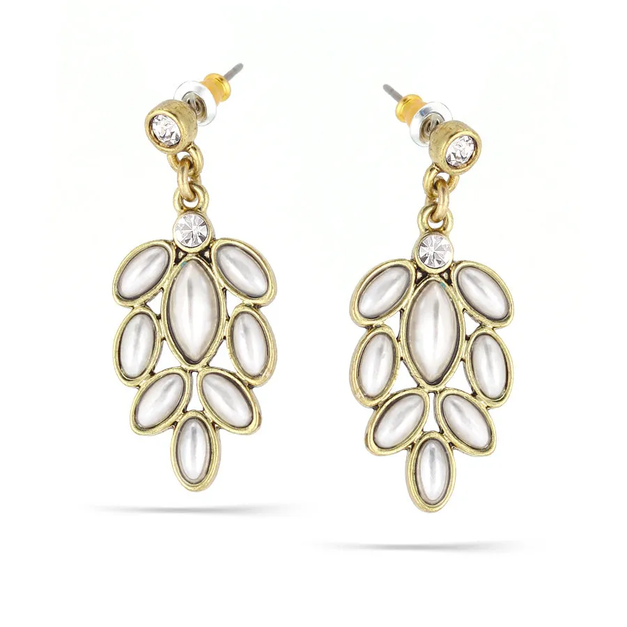 CREAM PEARL DROP EARRINGS #253CP3501 (1F3/4C3)