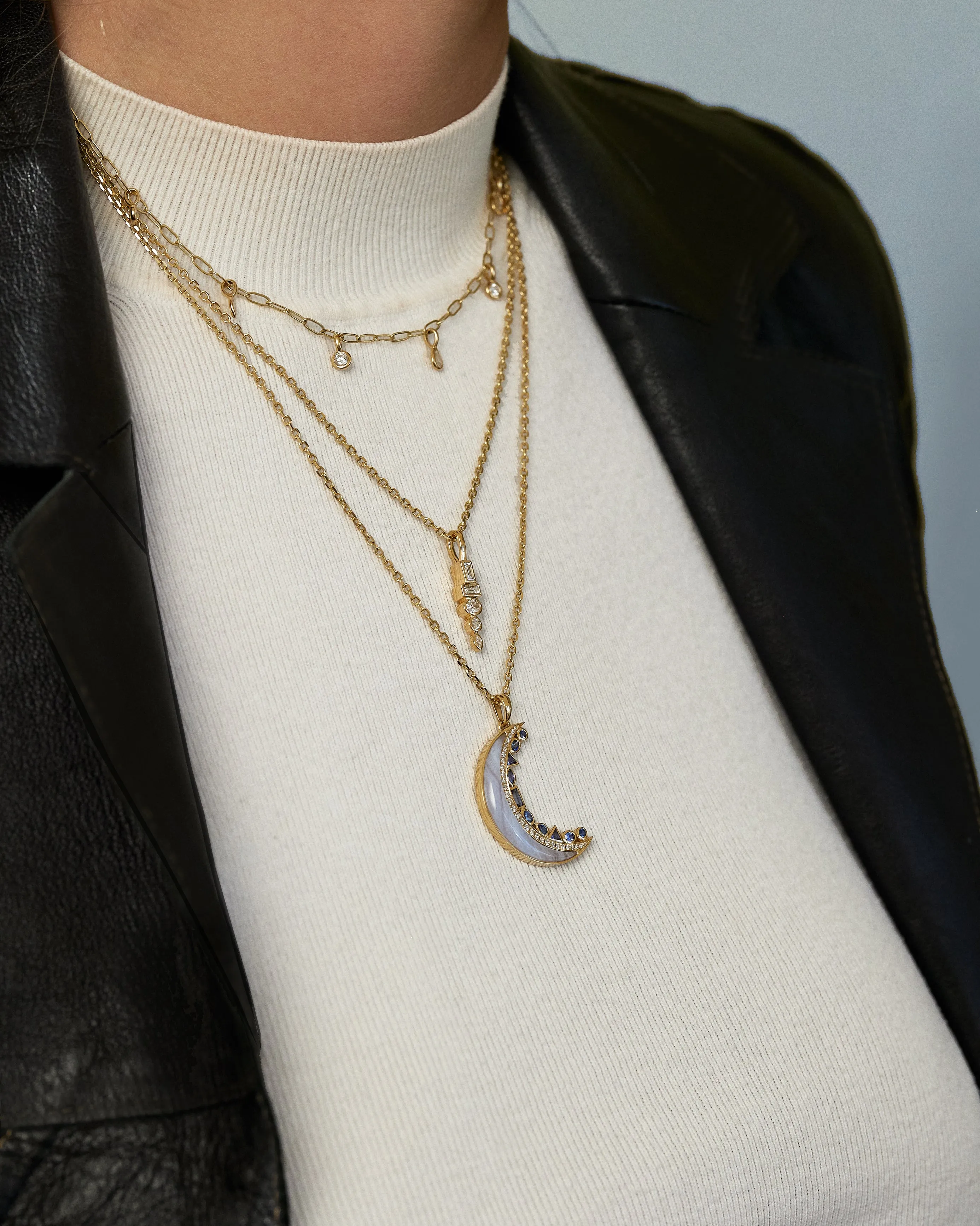 Crescent Moon Inlay Pendant
