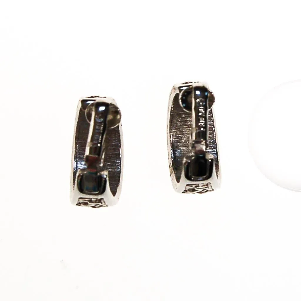 Crown Trifari Silver Hoop Earrings