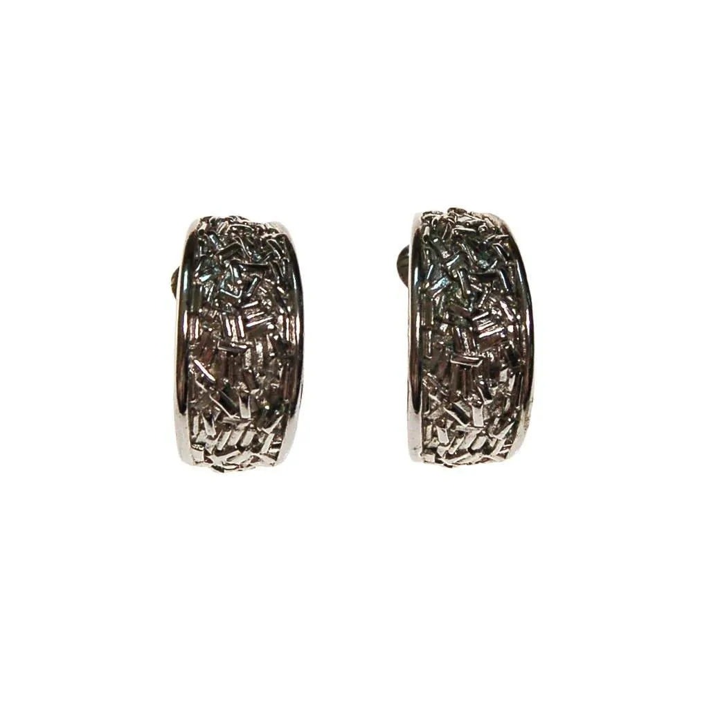 Crown Trifari Silver Hoop Earrings