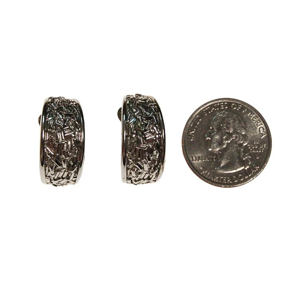 Crown Trifari Silver Hoop Earrings