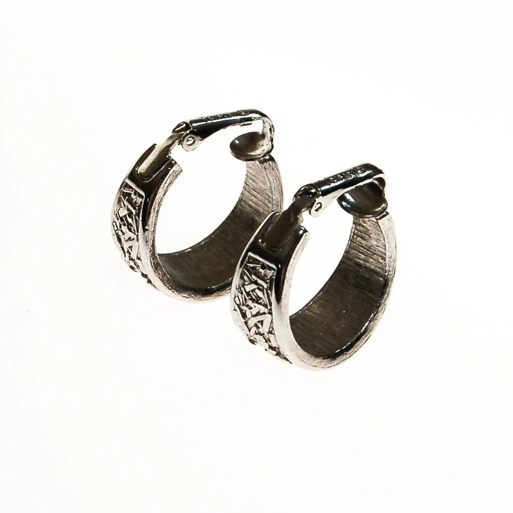 Crown Trifari Silver Hoop Earrings