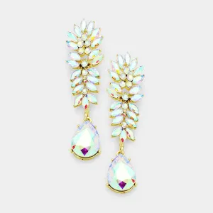 Crystal Abalone Cluster Teardrop Evening Earrings
