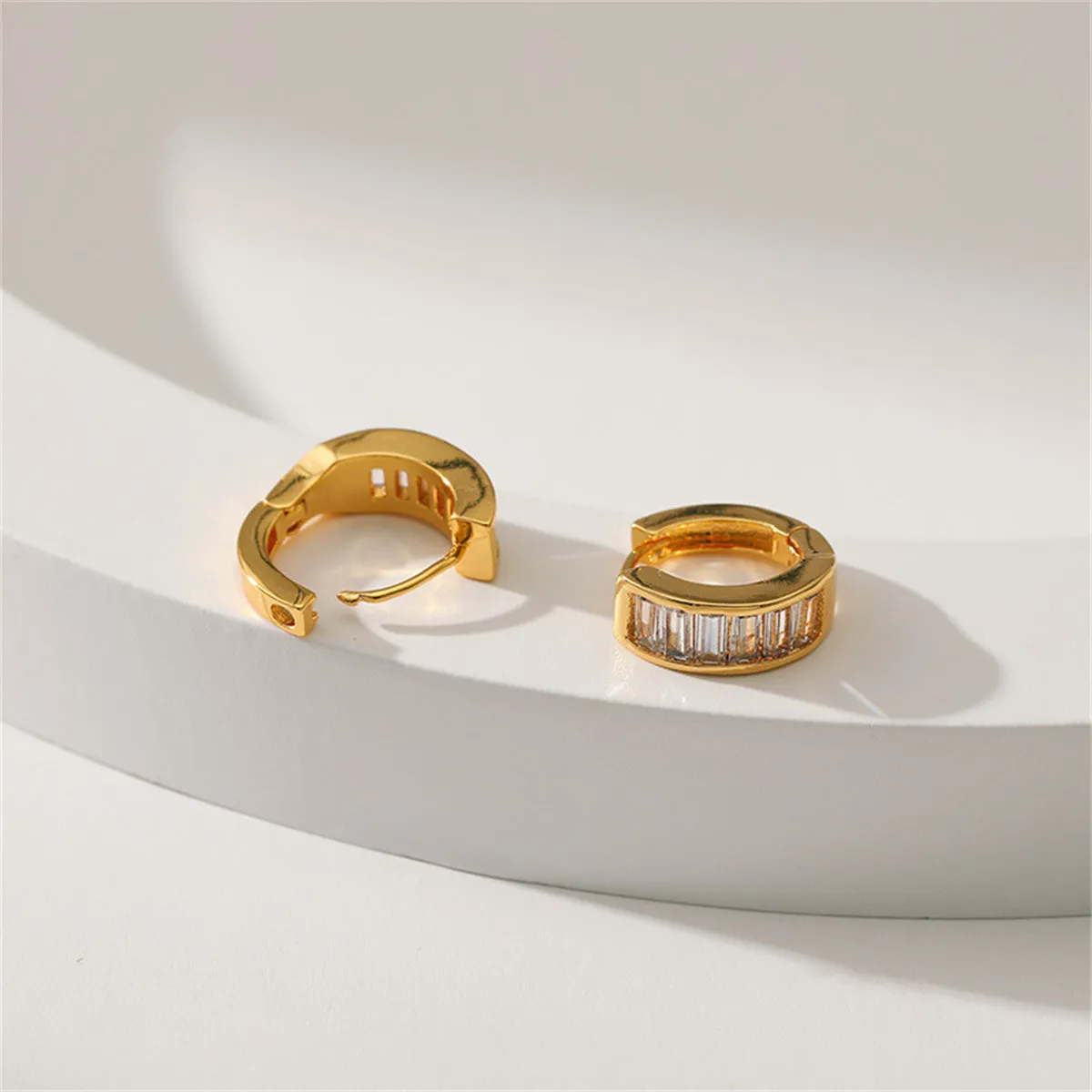 Crystal & 18K Gold-Plated Huggie Earrings