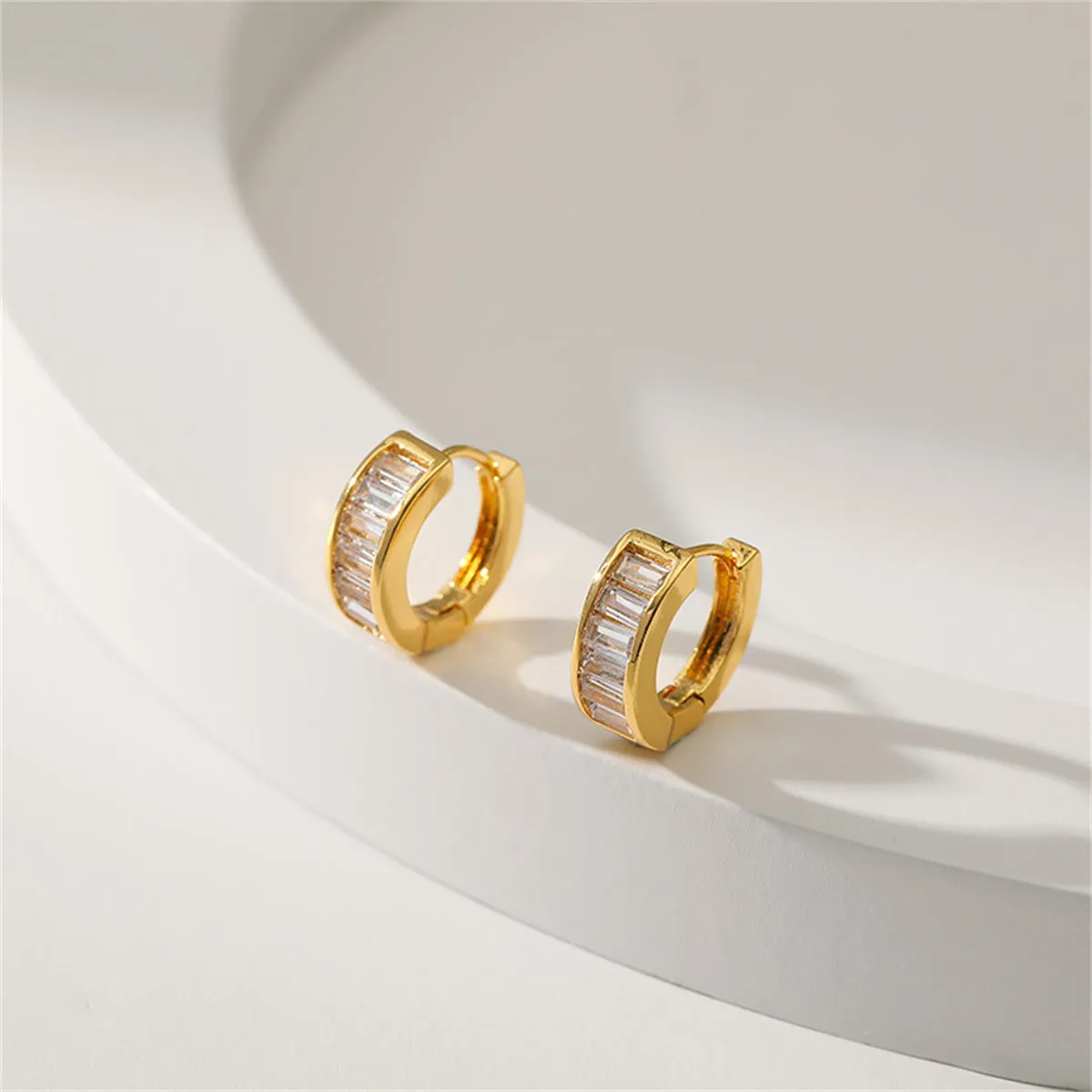Crystal & 18K Gold-Plated Huggie Earrings