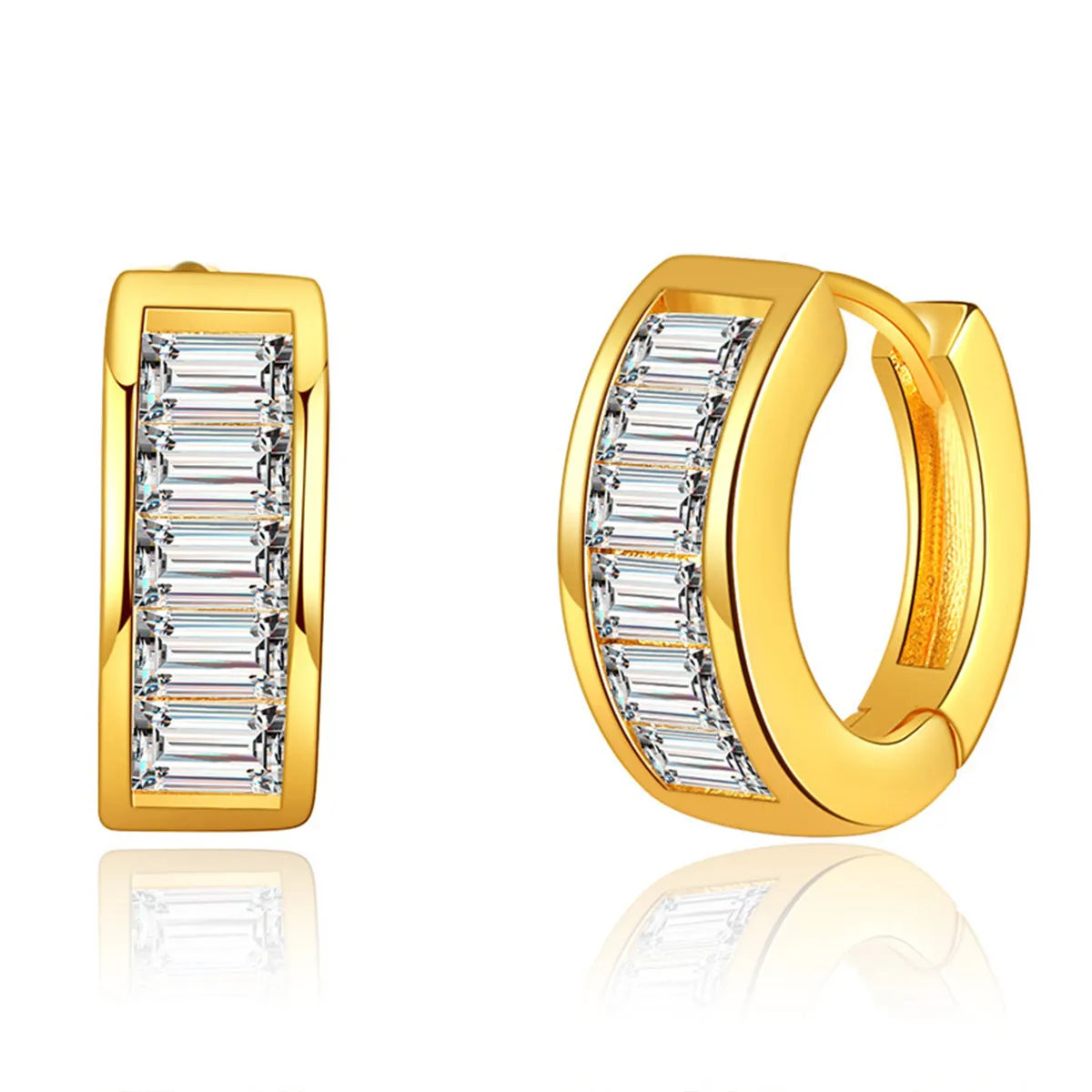 Crystal & 18K Gold-Plated Huggie Earrings