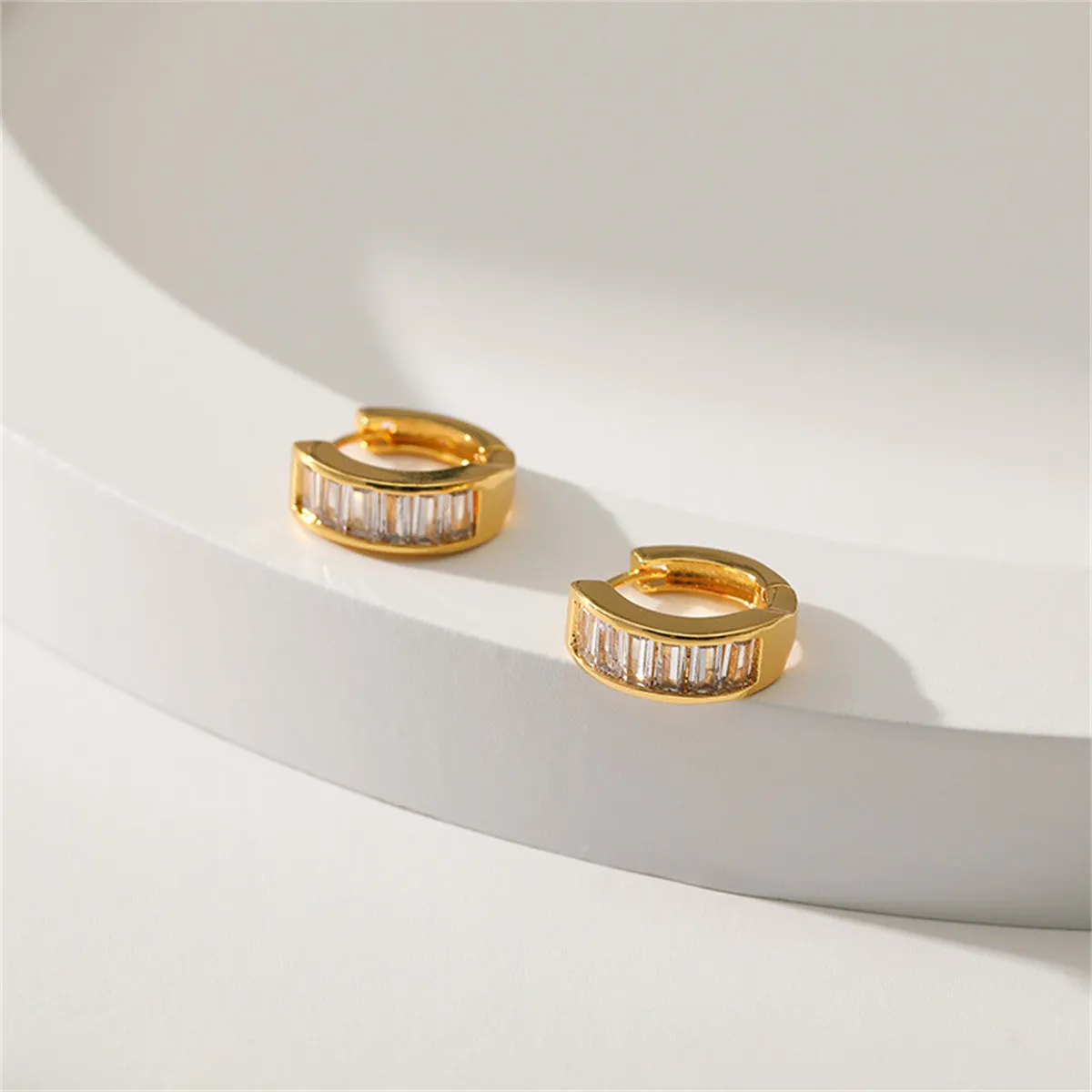 Crystal & 18K Gold-Plated Huggie Earrings