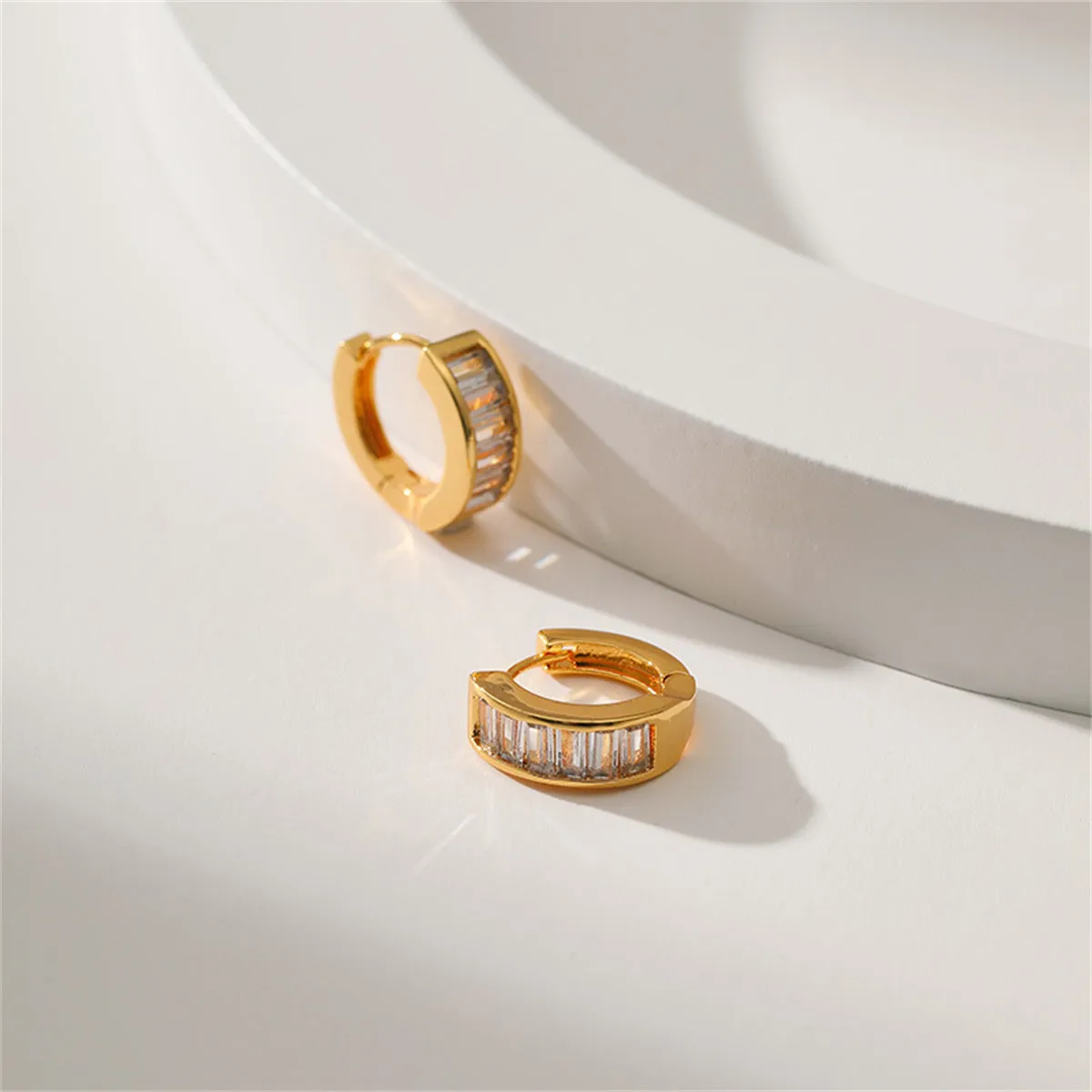 Crystal & 18K Gold-Plated Huggie Earrings