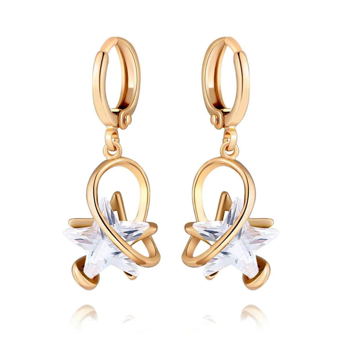 Crystal & 18K Gold-Plated Star Drop Earrings
