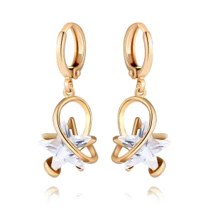 Crystal & 18K Gold-Plated Star Drop Earrings