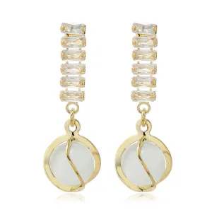Crystal & Cats Eye 18K Gold-Plated Lantern Drop Earrings