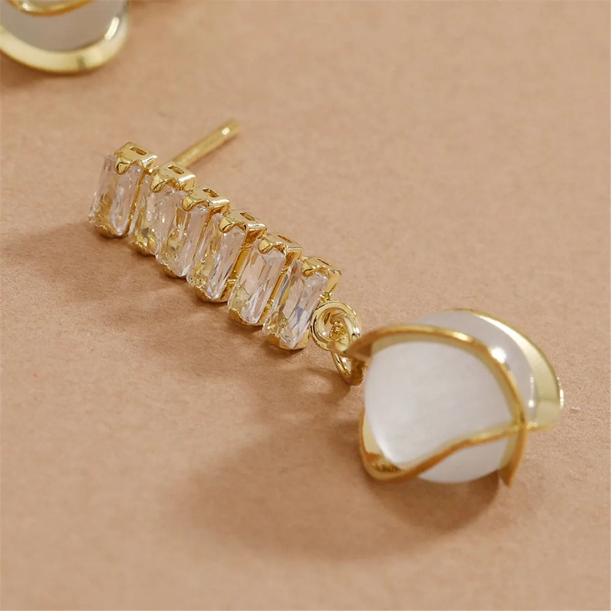 Crystal & Cats Eye 18K Gold-Plated Lantern Drop Earrings