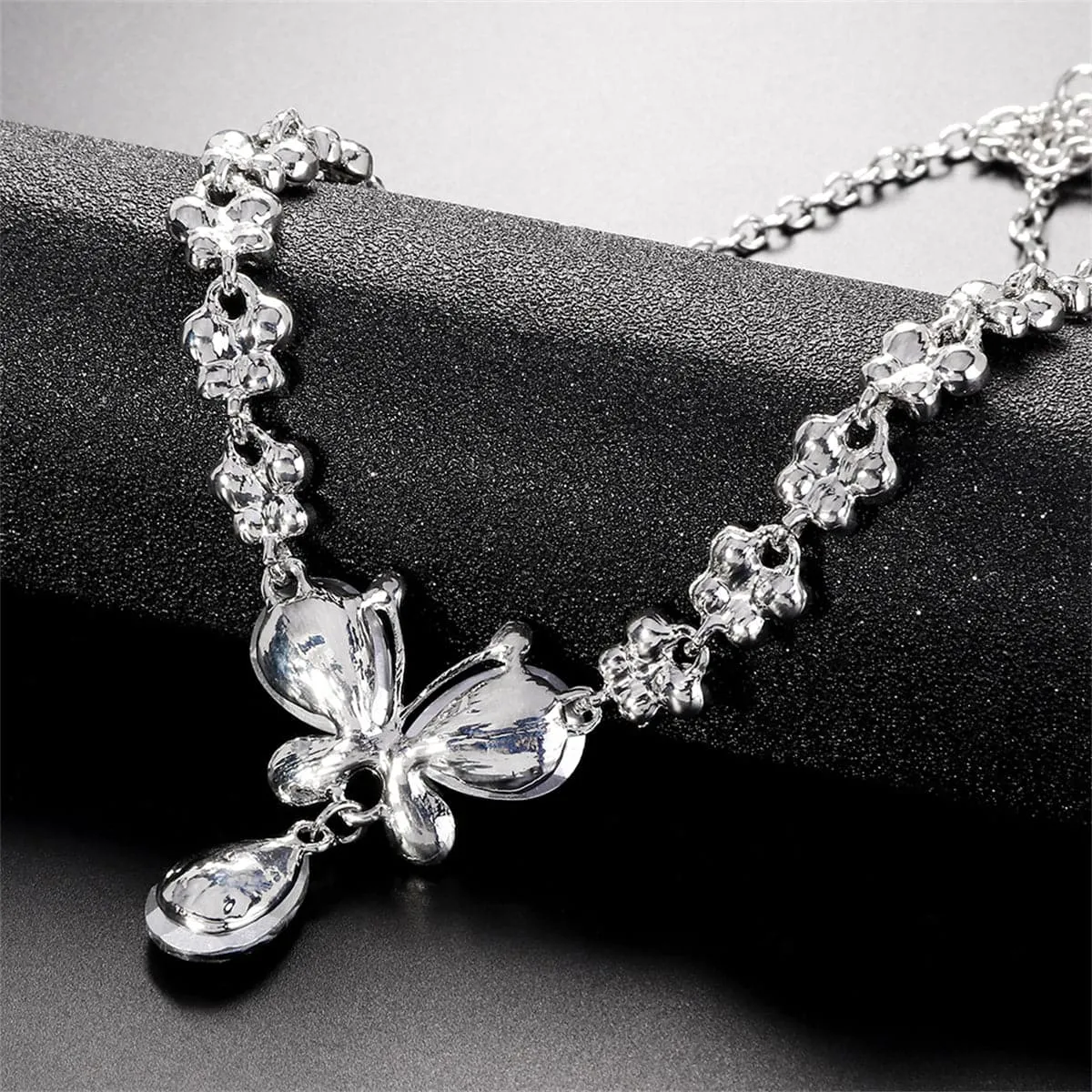 Crystal & Cubic Zirconia Butterfly Drop Earrings & Necklace Set
